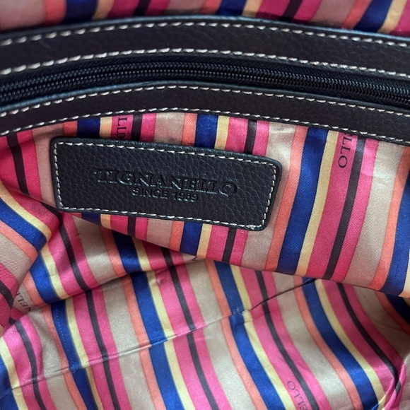 Tignanello Black Pebbles Leather Handbag Medium Size Silver Hardware - Picture 5 of 11